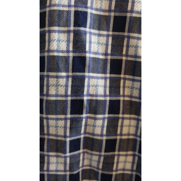 Bugatchi Shirt Mens XXL Shaped Fit Blue Check Casual Luxury Formal Business - Picture 2 of 8